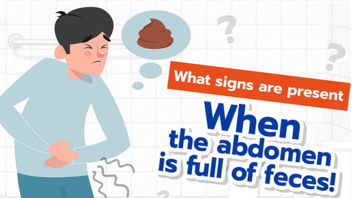 The abdomen is full of feces! What signs are present